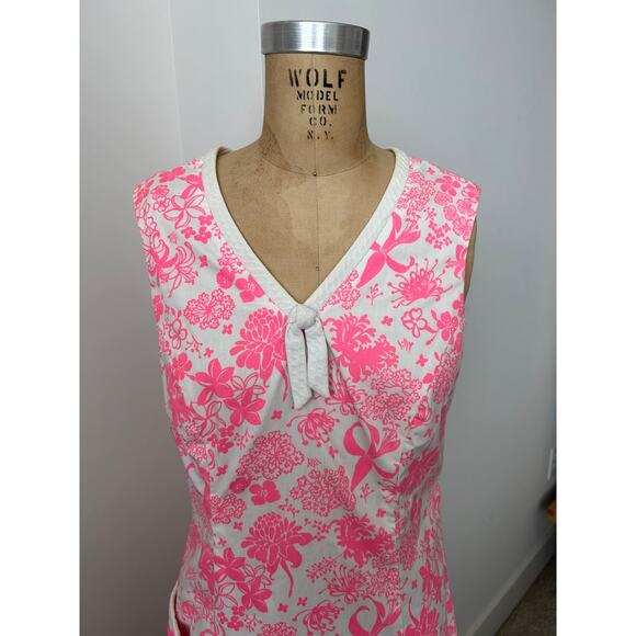 Lilly Pulitzer The Lilly Vintage 1960's Pink & White Floral V Neck Dress XS/S - Picture 4 of 9